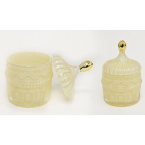 Εκρού Γυάλινη Φοντανιέρα με Χρυσή Λεπτομέρεια