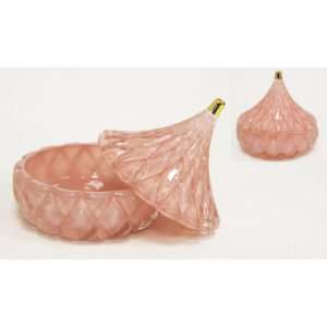 Γυάλινη Φοντανιέρα σε Χρώμα Σάπιο Μήλο με Χρυσή Λεπτομέρεια