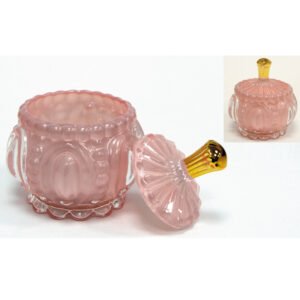 Γυάλινη Φοντανιέρα σε Χρώμα Σάπιο Μήλο με Χρυσή Λεπτομέρεια