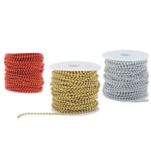 Λεπτή Γιρλάντα Πέρλα 4mm x 40m για Διακόσμηση Γάμου, Βάπτισης & Χριστουγέννων σε Χρυσό, Ασημί, Κόκκινο