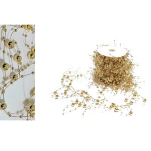 Γιρλάντα με Χρυσές Πέρλες 4m γιά Διακόσμηση Γάμου, Βάπτισης & Χριστουγέννων.