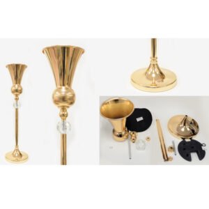 Ψηλή Μεταλλική Ανθοστήλη σε Χρυσό Χρώμα