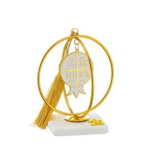 Γούρι 2026 Ρόδι IC XC NIKA Λευκό-Χρυσό σε Βότσαλο – Σύμβολο Πίστης & Ευλογίας
