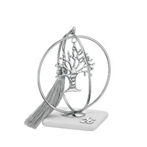 Γούρι 2026 Βότσαλο Μαρμάρου με Ασημί Δέντρο της Ζωής