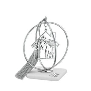 Γούρι 2026 Σπίτι Οικογένειας με Καρδιά Ασημί σε Βότσαλο