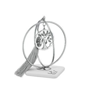 Γούρι 2026 Δέντρο Ζωής Ασημί σε Βότσαλο