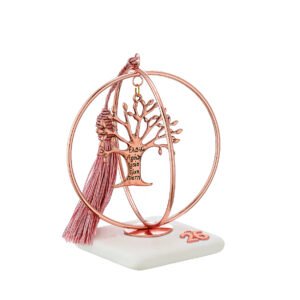 Γούρι 2026 Δέντρο Ζωής Ροζ-Χρυσό με Λέξεις Ευχών σε Βότσαλο