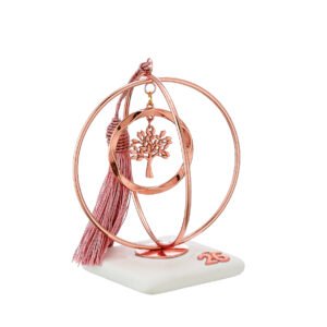 Γούρι 2026 Ροζ-Χρυσό Δέντρο Ζωής σε Κύκλο με Φούντα – Σε Βότσαλο