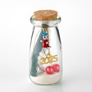 Γούρι 2025 Γυάλινο Μπουκάλι με Χιονάνθρωπο