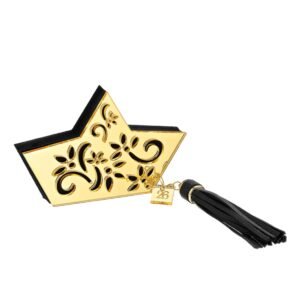 Διακοσμητικό Γούρι 2026 Plexiglass Χρυσό Καράβι με Γκρι Φούντα 12cm