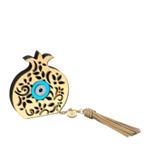 Διακοσμητικό Γούρι 2026 Plexiglass Χρυσό Ρόδι με Μάτι και Φούντα 12cm