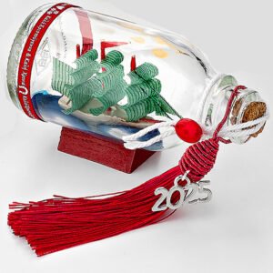 Γούρι 2025 Γυάλινο Βαζάκι με Καράβι