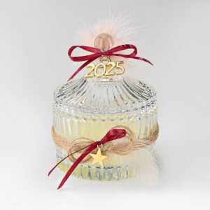 Γούρι 2025 Γυάλινη Φοντανιέρα με Κερί