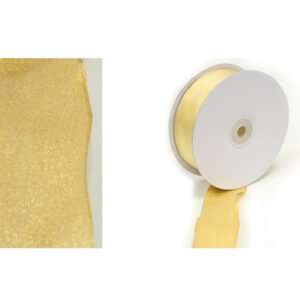 Χρυσή Σατέν Κορδέλα με Σύρμα 3.8cm x 25Y