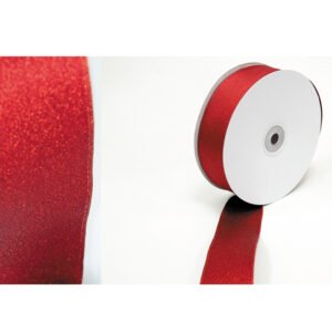 Γυαλιστερή Κορδέλα Μπορντό με Σύρμα 3.8cm x 25Y