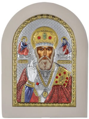 Ασημενια Εικόνα ο Άγιος Νικόλαος 20cmx26cm