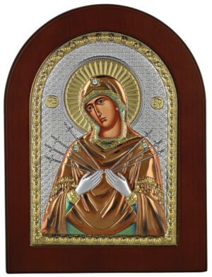 Ασημένια Εικόνα η Παναγία με τα Επτά Σπαθιά 20cmx26cm