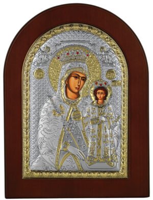 Ασημένια Εικόνα Παναγία Ρόδον το Αμάραντο 20cmx26cm