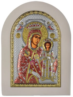 Ασημένια Εικόνα Παναγία Ρόδον το Αμάραντο 20cmx26cm