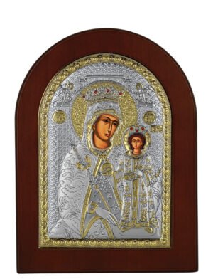Ασημένια Εικόνα Παναγία Ρόδον το Αμάραντο 15cmx21cm