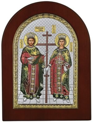 Ασημένια Εικόνα ο Άγ. Κωνσταντίνος και η Αγ. Ελένη 15cmx21cm