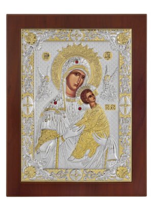 Ασημένια Εικόνα Παναγία η Αμόλυντος 24cmx32cm