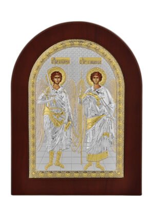 Ασημένια Εικόνα οι Άγιοι Ταξιάρχες 10cmx14cm