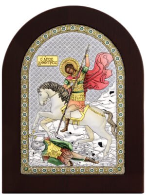 Ασημενια Εικόνα ο Άγιος Δημήτριος 20cmx26cm