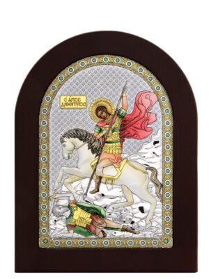 Ασημενια Εικόνα ο Άγιος Δημήτριος 15cmx21cm