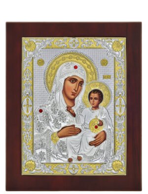 Ασημένια Εικόνα Παναγία η Ιεροσολυμίτισσα 25cmx33cm