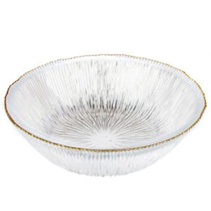 Γυάλινο Ανάγλυφο Μπωλ με Χρυσό Χείλος 16cm