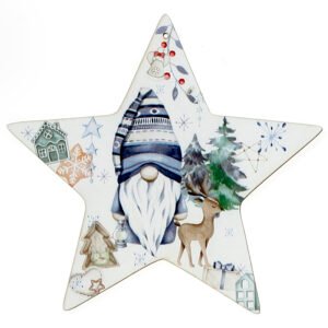 Εκτυπωμένο Ξύλινο Διακοσμητικό Αστέρι με Νάνο 15cm