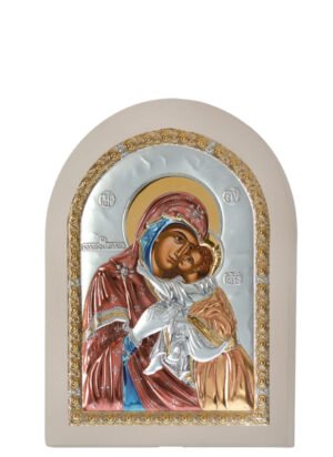 Ασημένια Εικόνα Παναγία η Γλυκοφιλούσα 10cmx14cm