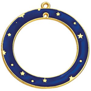 Σκούρος Μπλε Μεταλλικός Κύκλος Με Χρυσά Αστέρια 7cm