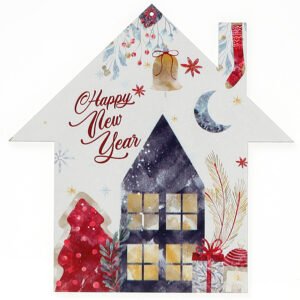 Εκτυπωμένο Ξύλινο Διακοσμητικό Σπίτι με Ευχή 15cm