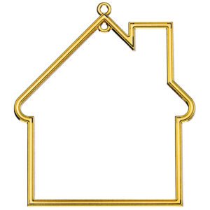 Χρυσό Μεταλλικό Σπίτι με Τρύπες 7cm x 8cm