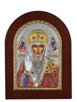 Ασημένια Εικόνα ο Άγιος Νικόλαος 15cmx21cm