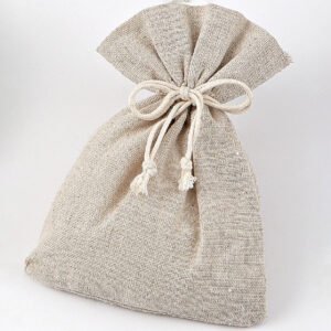 Μπεζ Πουγκί από Γάζα με Κορδόνι 11cm x 16cm