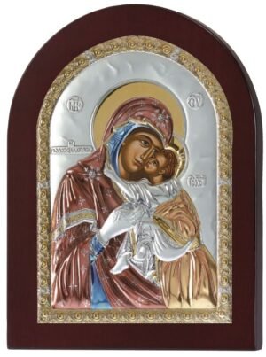 Ασημένια Εικόνα Παναγία η Γλυκοφιλούσα 20cmx26cm