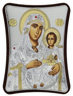 Ασημένια Εικόνα Παναγία Ιεροσολυμίτισσα 15cmx20cm