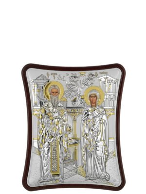 Ασημένια Εικόνα ο Άγιος Κυπριανός και η Αγ. Ιουστίνη 6cmx7cm