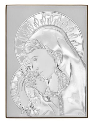 Ασημένια Εικόνα η Παναγία με Τον Χριστό 28cmx20cm