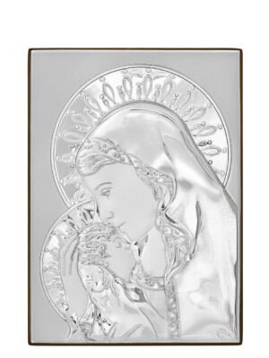 Ασημένια Εικόνα η Παναγία με Τον Χριστό 21cmx15cm