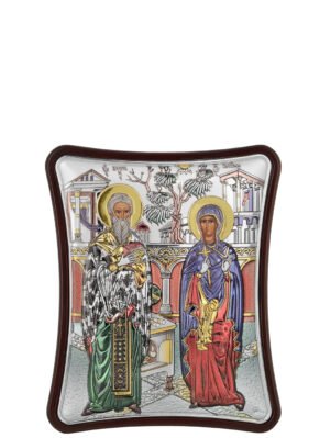 Ασημένια Εικόνα ο Άγιος Κυπριανός και η Αγ. Ιουστίνη 6cmx7cm