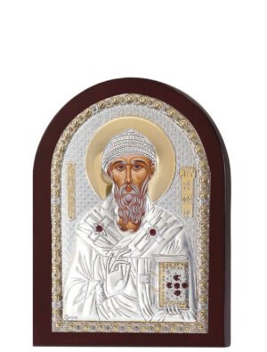 Ασημένια Εικόνα ο Άγιος Σπυρίδωνας 10cmx14cm