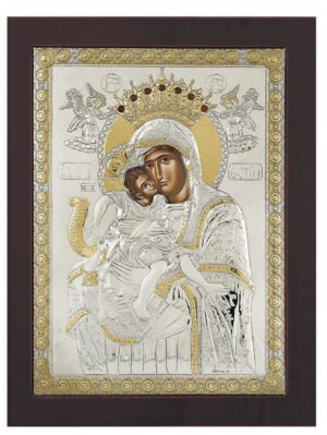 Ασημένια Εικόνα Παναγία Άξιον Εστί 25cmx33cm