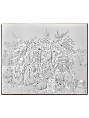 Ασημένια Εικόνα η Φάτνη 13.5cmx11cm