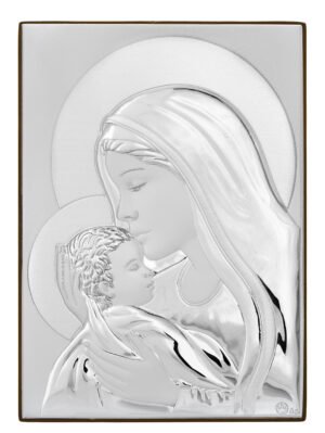Ασημένια Εικόνα η Παναγία με Τον Χριστό 28cmx20cm