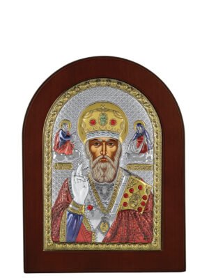 Ασημένια Εικόνα ο Άγιος Νικόλαος 10cmx14cm