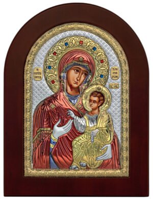 Ασημένια Εικόνα η Παναγία η Πορταΐτισσα 15cmx21cm